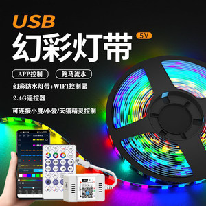 USB5V跑马流水幻彩音乐律动灯带