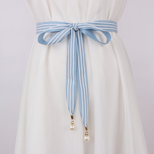 女蝴蝶结布合金百搭腰带