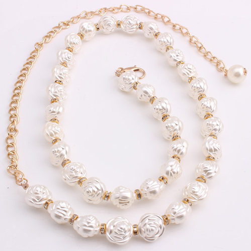 花朵水钻镶嵌配饰时尚金属腰链