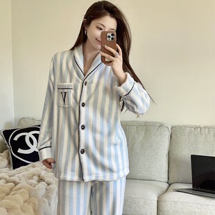 牛奶绒睡衣女秋冬季维家同款暖暖绒甜美休闲加厚加绒家居服两件套