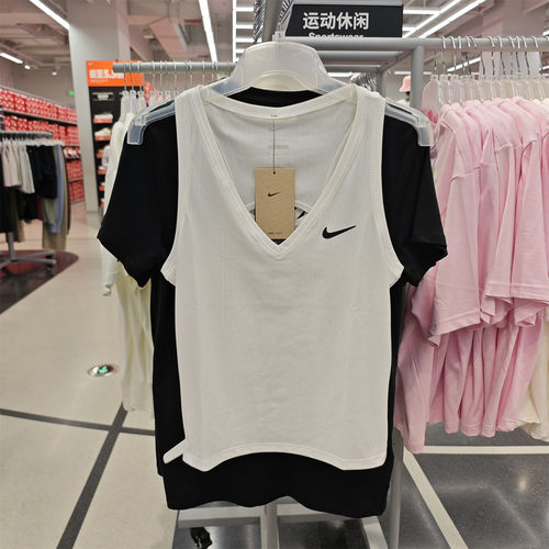 Nike/耐克 女子速干无袖网球简约运动速干透气V领背心T恤  CV4785