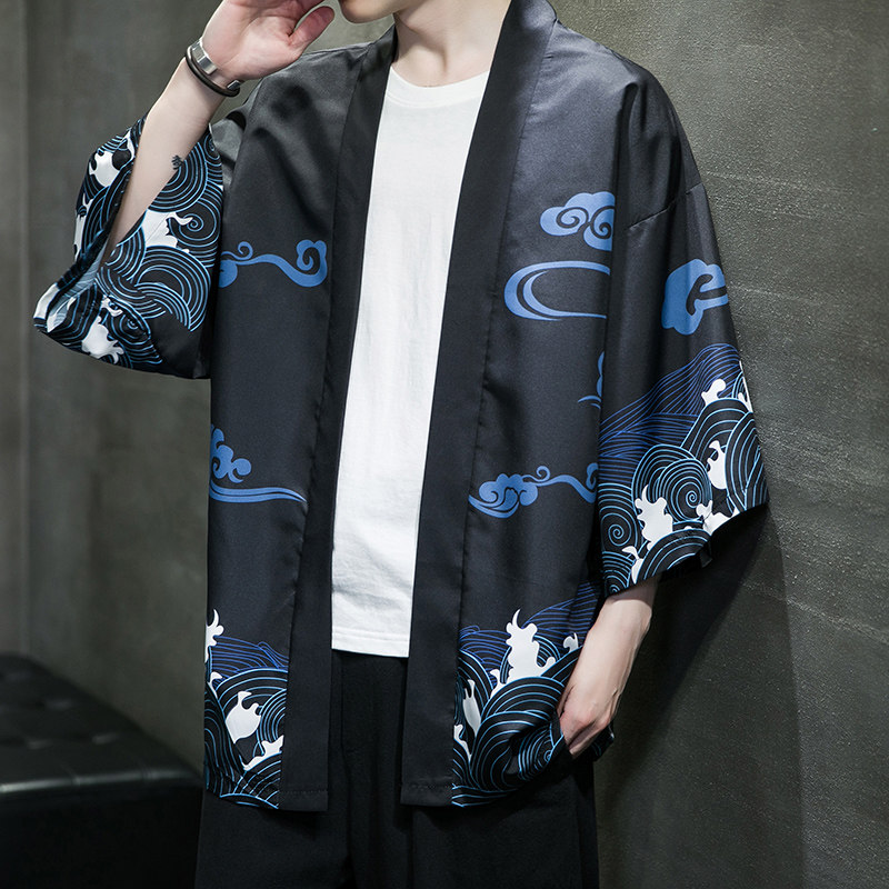 夏季新款风红日仙鹤和服开衫披风男款DSA008-1K039p40,男装卫衣,电商A008-1