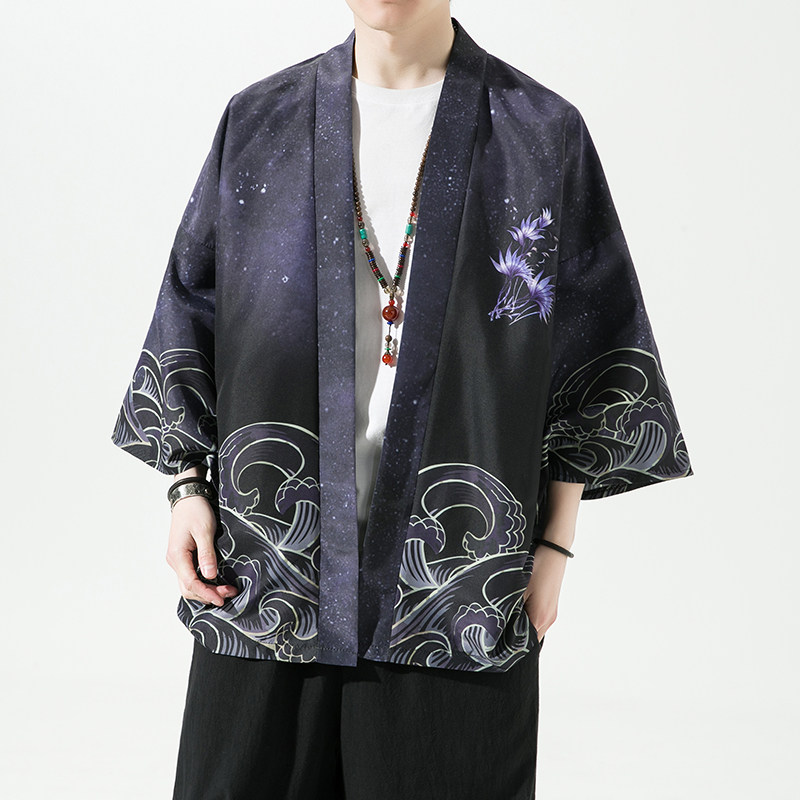 夏季新款风青叶仙草汉服开衫披风男DS-A008-1-K037p40,男装民族服装,电商A008-1