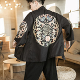 2025夏季新款风铜钱红鲤海浪和服开衫披风男6006K01p40，男装卫衣，电商A008-1