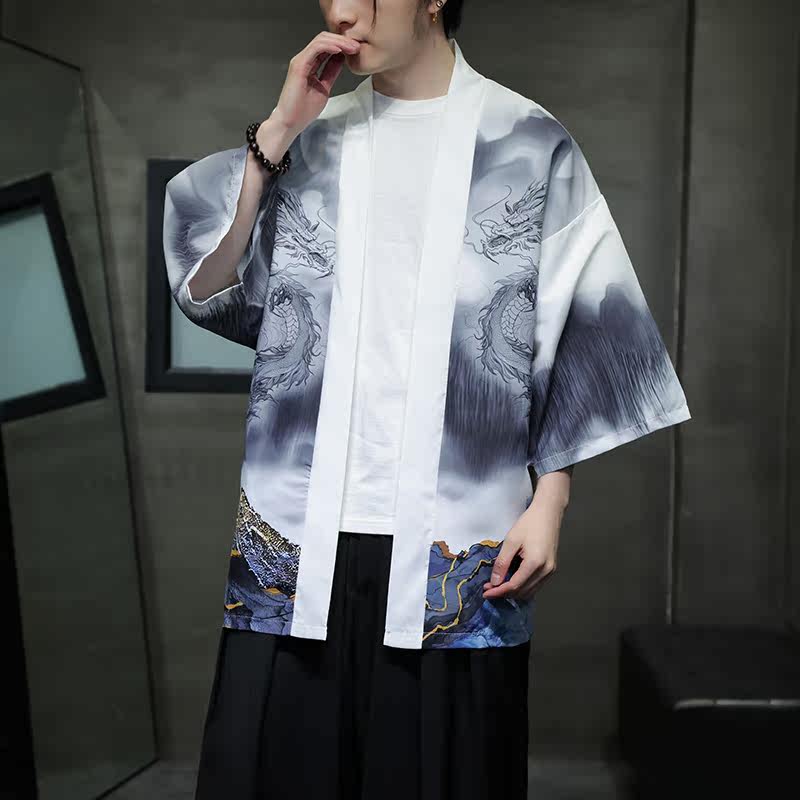 2025夏季新款风印花汉服风衣开衫披风男DSA008-1K86P40,男装风衣,电商A008-1