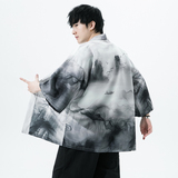 风印花山川汉服开衫披风男DS-A008-1K89P40，男装民族服装，电商A008-1