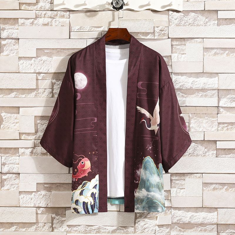 夏季新款风乘风深龙和服开衫披风男DSA008-1K033p40，男装卫衣，电商A008-1