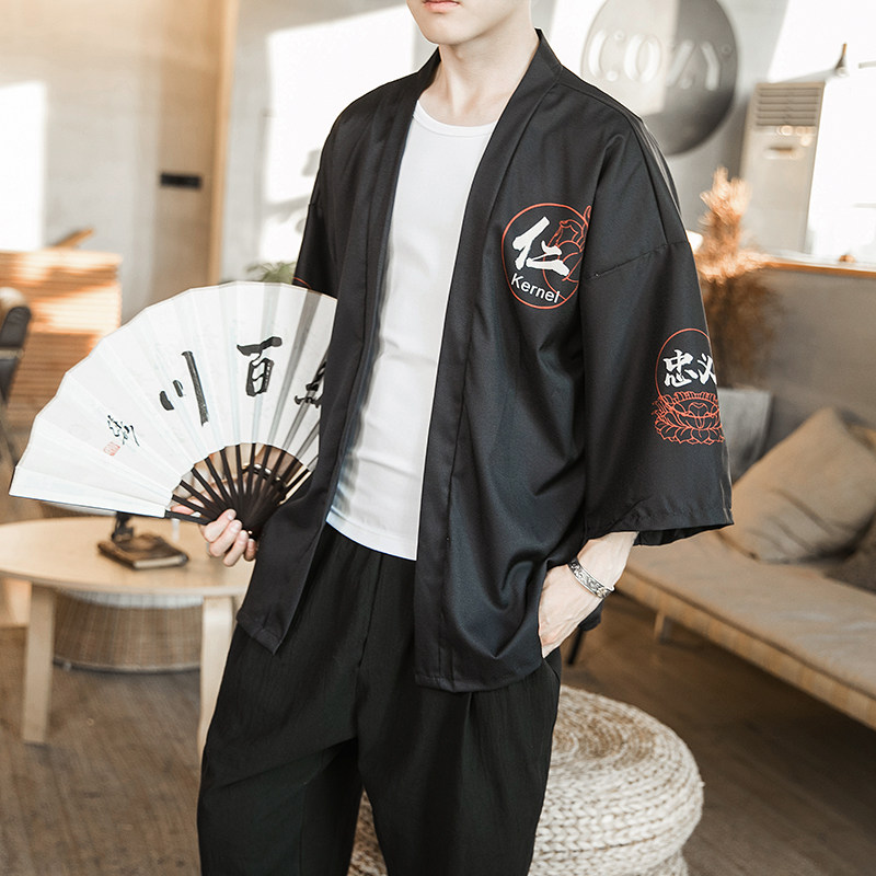 2025夏季新款风云霄铜钱海浪汉服开衫披风男A008-1K01p40,男装民族服装,电商A008-1