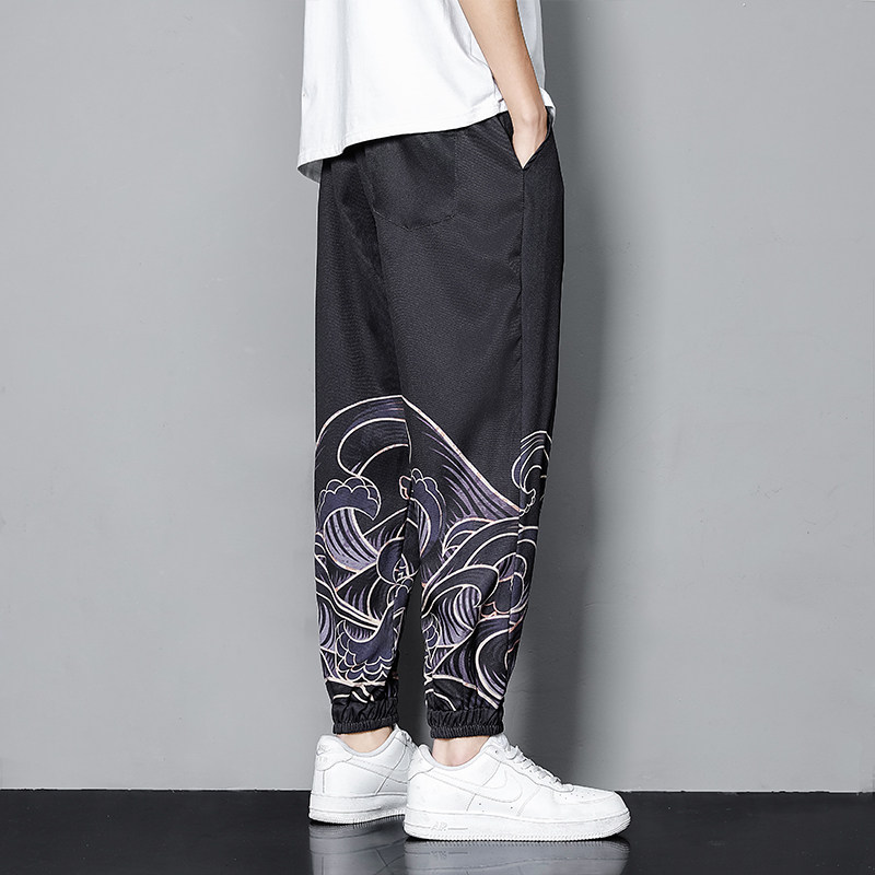 2025秋冬风男士裤子印花潮宽松裤DSA008-1-K161-P55,男装休闲裤,电商A008-1