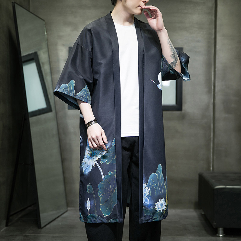 风长款仙鹤汉服开衫披风男DSA008-1-K206p48,男装风衣,电商A008-1