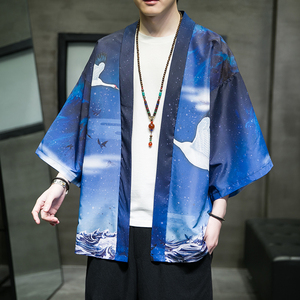 夏季新款风 仙鹤 圣者 霞光和服开衫披风男6006K036p40图片