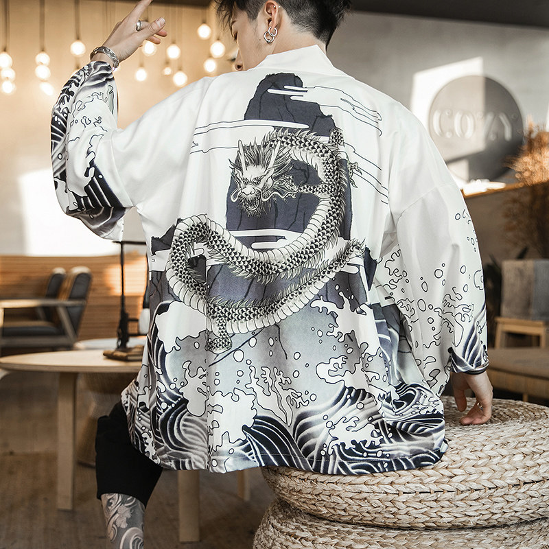 2025夏季新款风 墨龙 荷花汉服开衫披风男DS A008-1K03 P40图片