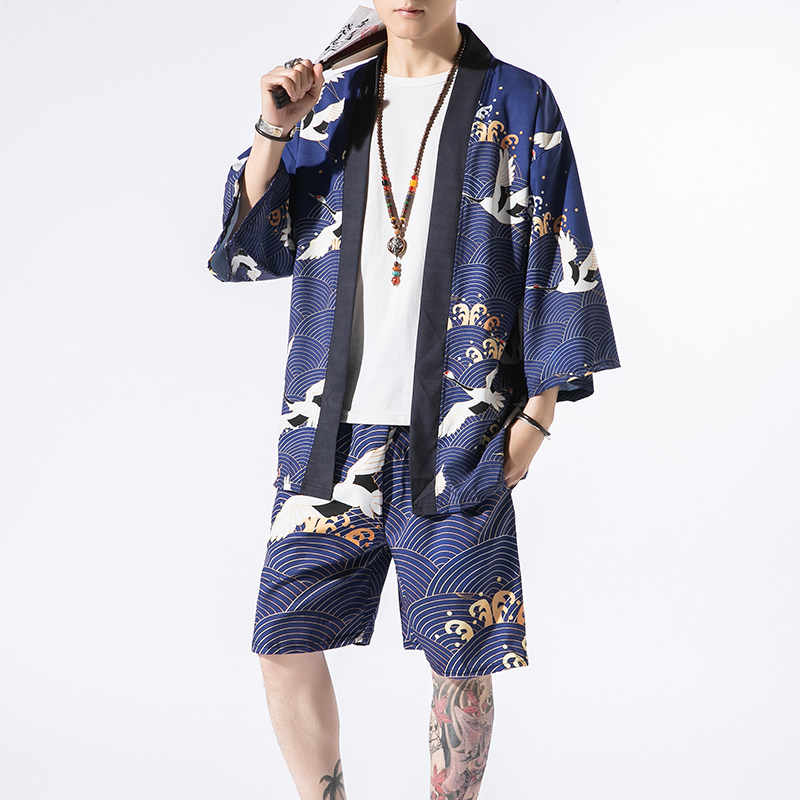 夏季风道袍男短袖汉服开衫汉服防晒衣套装DSA008-1-TZK08P70,男装防晒衣,电商A008-1