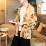 2025夏季新款风飞鹤山水鲤鱼汉服开衫披风男DSA008-1K02p40，男装民族服装，电商A008-1