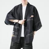 夏季新款风仙鹤祥鹿汉服开衫披风男DS-A008-1-K93p40，男装民族服装，电商A008-1