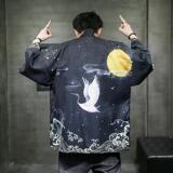 夏季新款风仙鹤祥鹿汉服开衫披风男DS-A008-1-K93p40，男装民族服装，电商A008-1