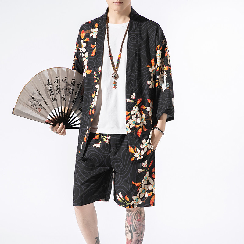 夏季风道袍男短袖汉服开衫汉服防晒衣套装DSA008-1-TZK08P70,男装防晒衣,电商A008-1