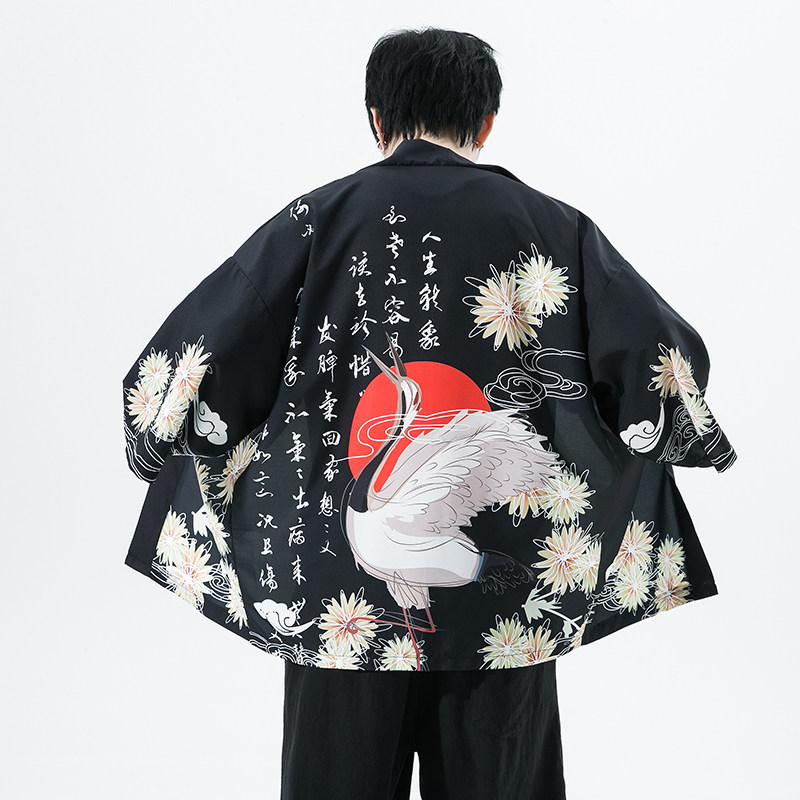 2025夏季新款风仙鹤 和服开衫披风男款6006K039p40图片
