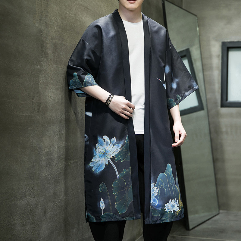 风长款仙鹤汉服开衫披风男DSA008-1-K206p48,男装风衣,电商A008-1