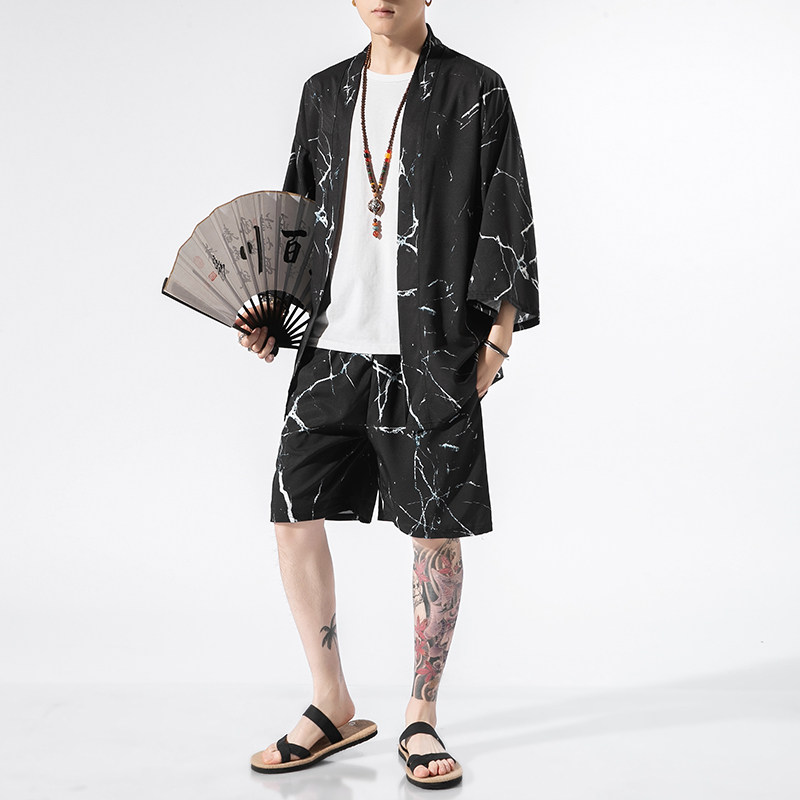 夏季风道袍男短袖汉服开衫汉服防晒衣套装DSA008-1-TZK08P70,男装防晒衣,电商A008-1