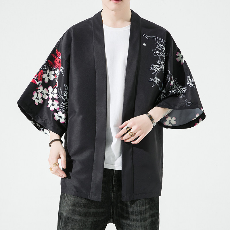 2025夏季新款风飞鹤鲤鱼和服开衫披风男DS-A008-1K02P40,男装卫衣,电商A008-1