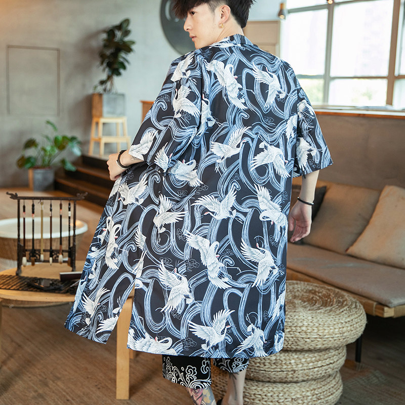 2025夏季新款风长款仙鹤汉服开衫披风男DSA008-1K06p50,男装民族服装,电商A008-1