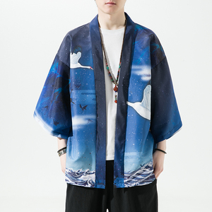 2025夏季新款风 霞光 圣者仙鹤和服开衫披风男6006K036p40，男装卫衣，电商A008-1