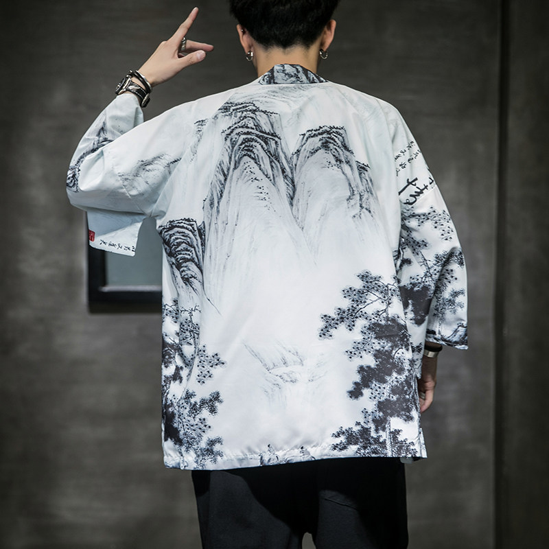 夏季新款风白龙武道汉服开衫披风男A008-1K56P40,男装民族服装,电商A008-1