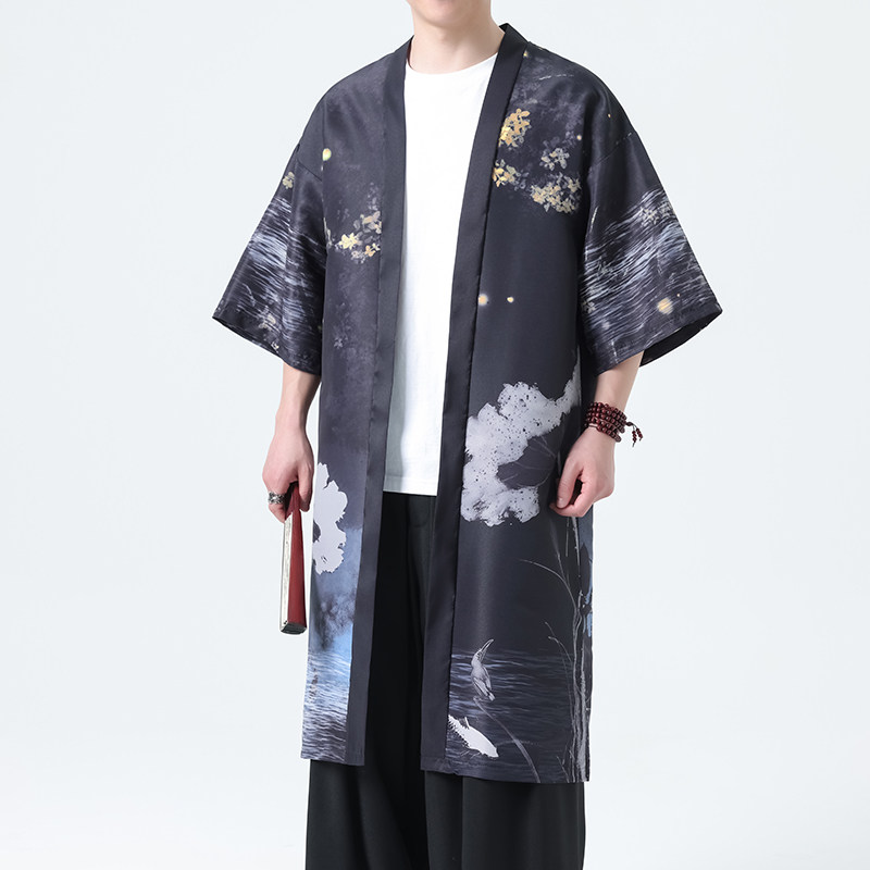 夏季新款风汉服开衫披风风衣男DSA008-1-K303p48,男装风衣,电商A008-1