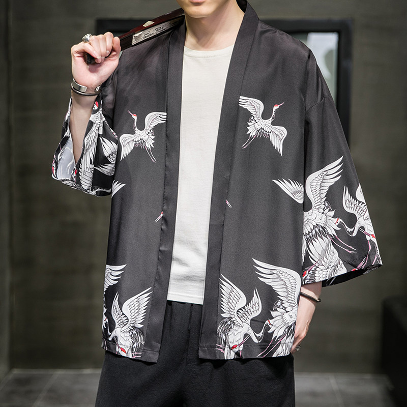 2025夏季新款风双龙逐日和服开衫披风男6006K032p40,男装卫衣,电商A008-1