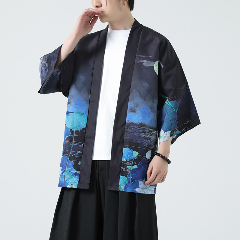 2025夏季新款风印花汉服风衣开衫披风男DSA008-1K87P40,男装风衣,电商A008-1