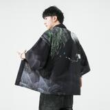 夏季新款风大鱼竹叶和服开衫披风男DS-A008-1-K91p40，男装风衣，电商A008-1
