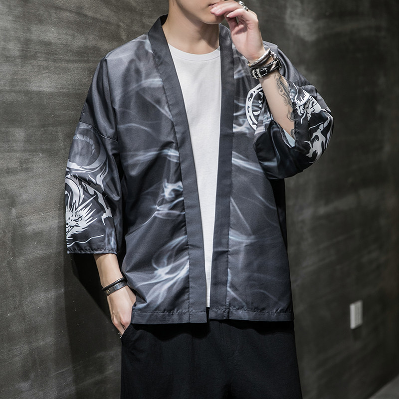 夏季新款风白龙武道天鹅汉服开衫披风男A008-1K56P40,男装民族服装,电商A008-1