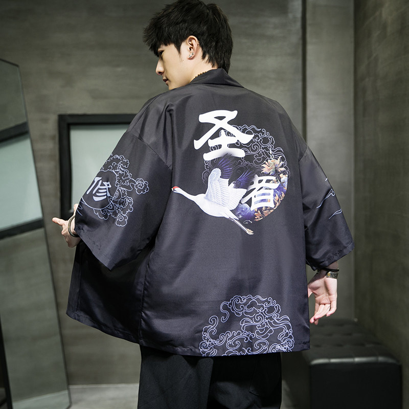 2025夏季新款风圣者仙鹤霞光和服开衫披风男6006K036p40,男装卫衣,电商A008-1
