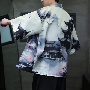 夏季时尚新款风印花汉服风衣开衫披风男DSA008-1K85P40