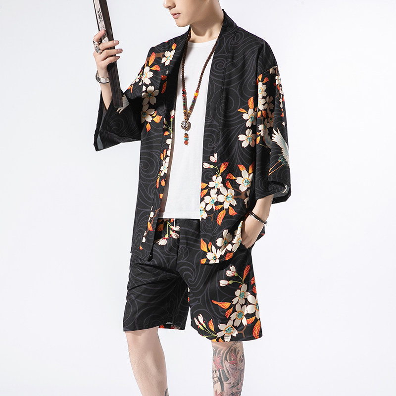 夏季风道袍男短袖汉服开衫汉服防晒衣套装DSA008-1-TZK08P70,男装防晒衣,电商A008-1