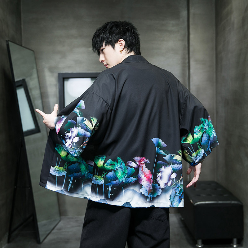 2025夏季新款风荷叶仙鹤和服开衫披风男款6006K039p40,男装卫衣,电商A008-1