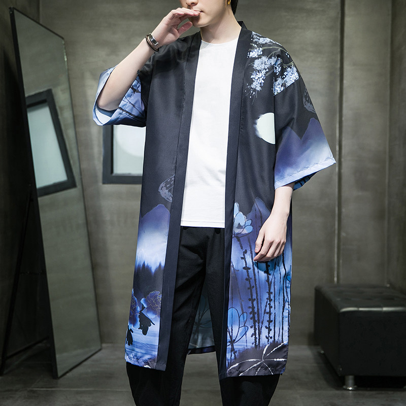夏季风长款汉服开衫披风男DSA008-1-K207p48,男装风衣,电商A008-1