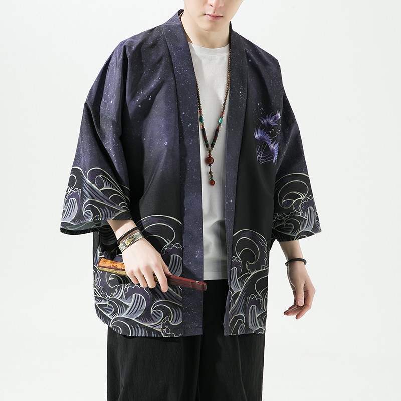 夏季新款风青叶仙草汉服开衫披风男DS-A008-1-K037p40,男装民族服装,电商A008-1