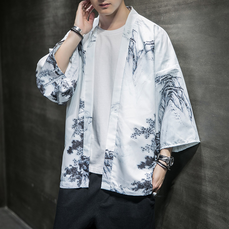 夏季新款风白龙武道汉服开衫披风男A008-1K56P40,男装民族服装,电商A008-1