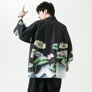 2025夏季新款风 青叶 仙鹤汉服开衫披风男DS-A008-1-K037p40图片