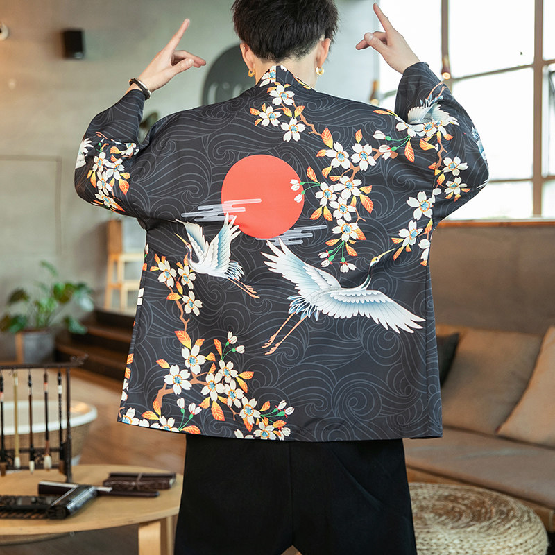 2025夏季风道袍男短袖汉服开衫汉服防晒衣DSA008-1K10P40,男装防晒衣,电商A008-1