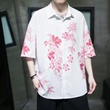 男士印花风休闲男新潮款青年短袖衬衫DSA008-1-S019-P45，男装T恤，电商A008-1