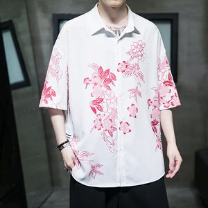 男士印花风休闲男新潮款青年短袖衬衫 DS A008-1-S019-P45图片