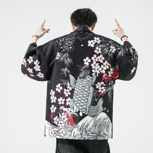 2025夏季新款风 鲤鱼 飞鹤 和服开衫披风男DS-A008-1K02p40图片