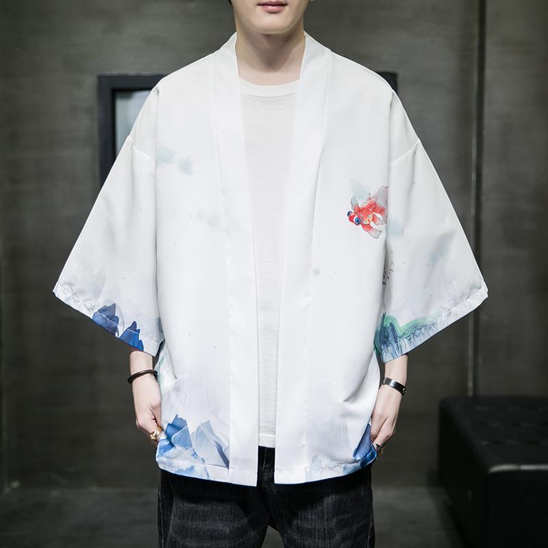 夏季新款风仙鹤 祥鹿汉服开衫披风男DS-A008-1-K93p40图片