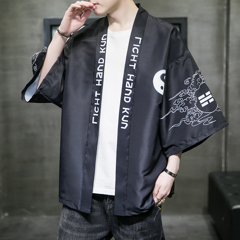 2025夏季新款风飞鹤鲤鱼和服开衫披风男DS-A008-1K02p40,男装卫衣,电商A008-1
