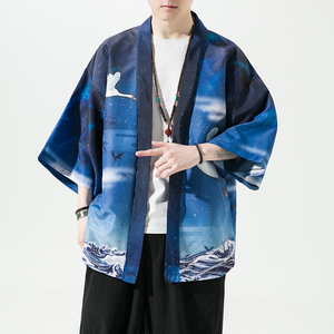 2025夏季新款风 霞光 圣者仙鹤和服开衫披风男6006K036p40图片