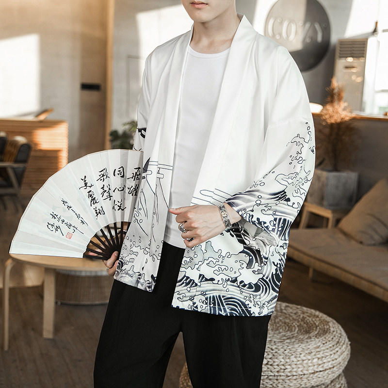 2025夏季新款风墨龙荷花汉服开衫披风男DSA008-1K03P40,男装民族服装,电商A008-1