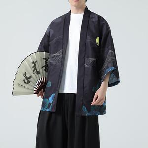 夏季新款风 青山仙鹤印花汉服风衣开衫披风男DSA008-1K87 P40图片